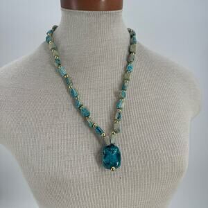 Vintage Scarab Beetle Egyptian Beaded Stone necklace